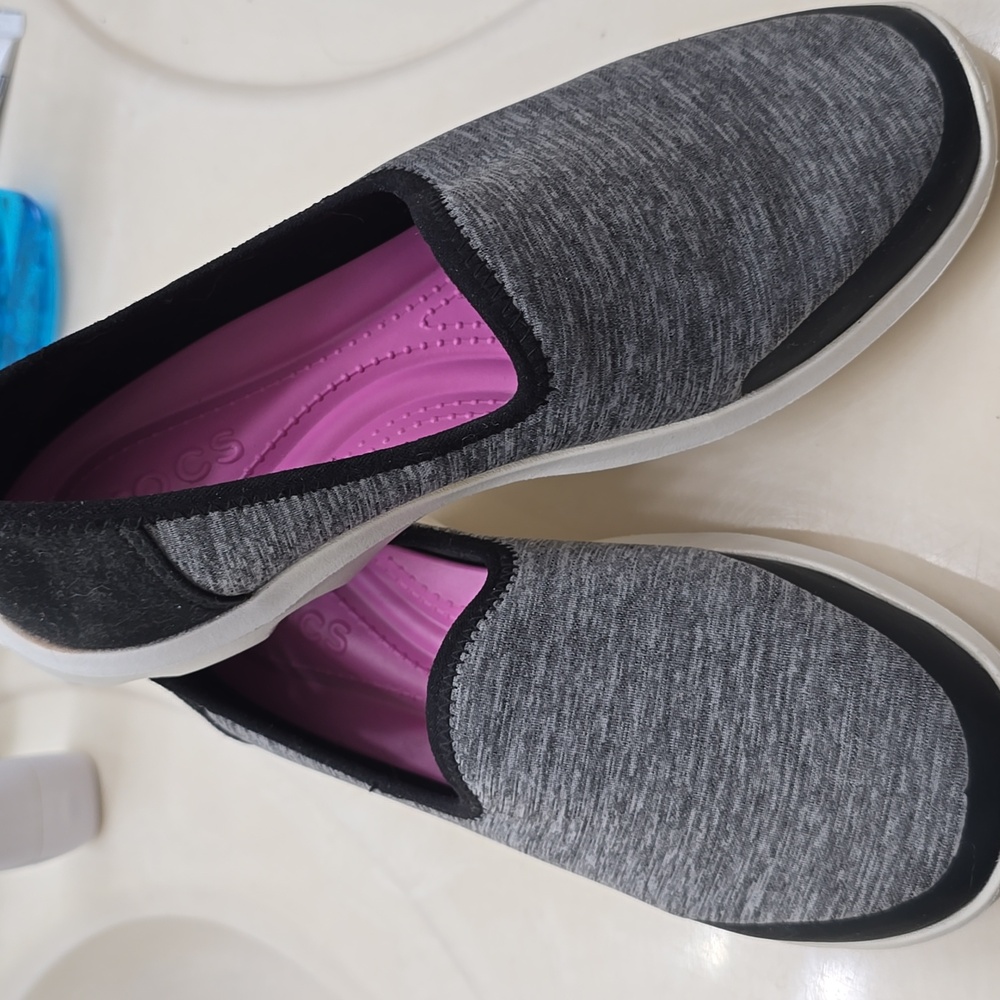 CROCS Gray and Black Slip-On Sneakers